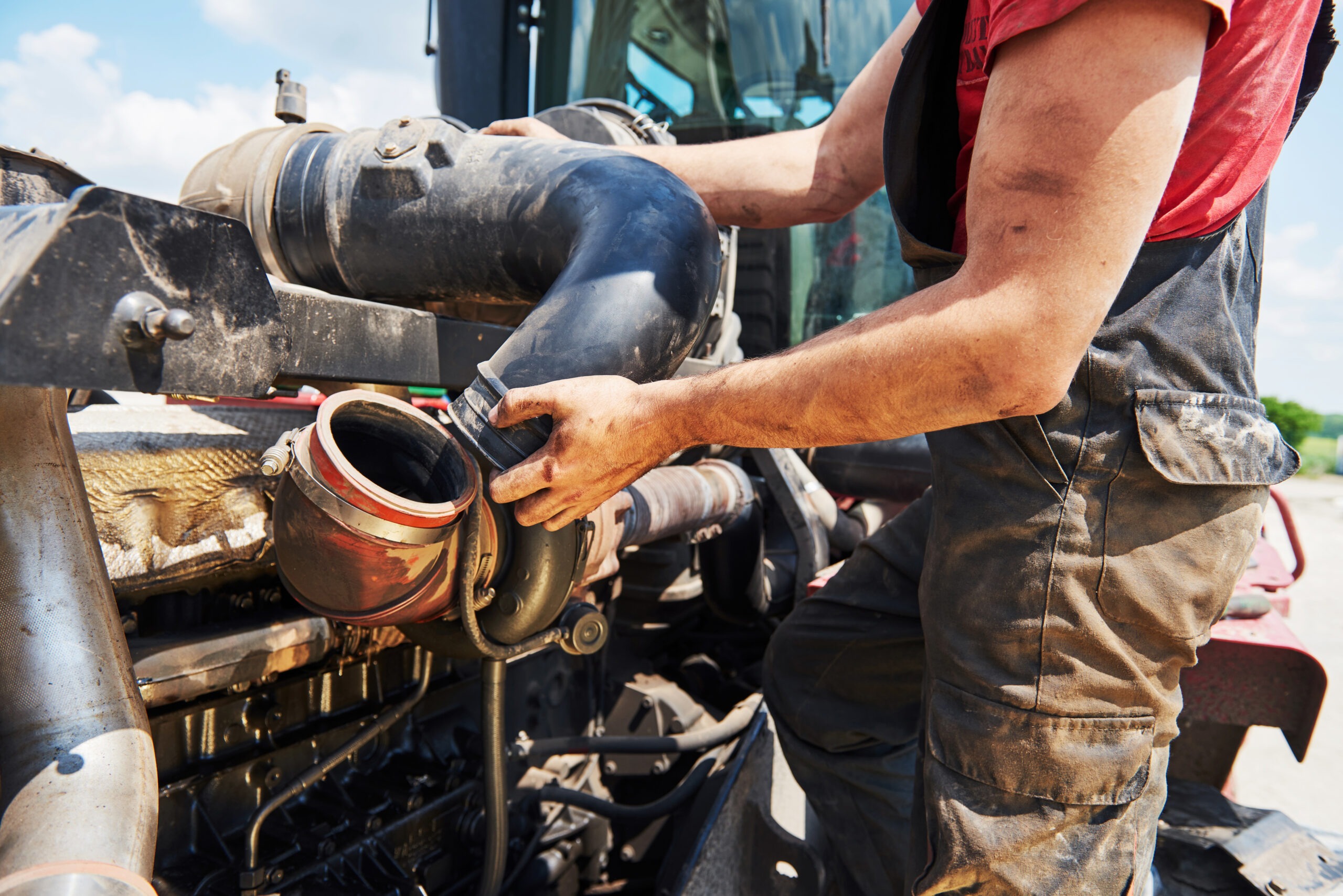 Close-up of Septic Pumping Equipment Connected to a Truck System
